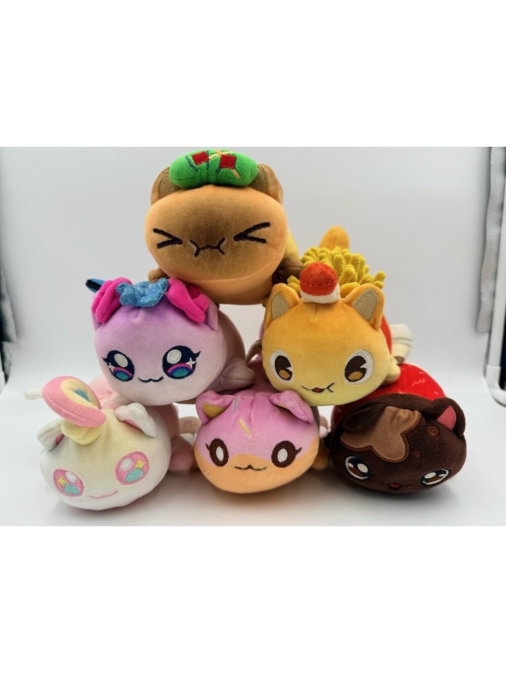 Aphmau MEEMEOWS Plush Cats Lot of 6 Taco Soda Fries Unicorn Butterfly Donut